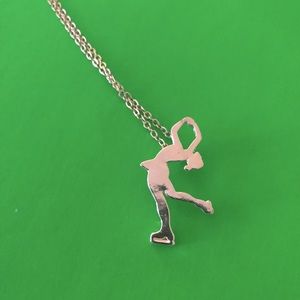 Silver Figure Skater Pendant & Necklace